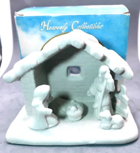 Vintage 1990s New w Box White Bisque Porcelain Christmas Nativity Scene Figurine - Picture 1 of 11
