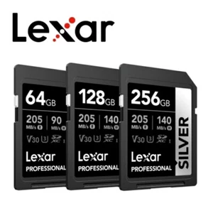 New Lexar Professional SILVER 64GB 128GB 256GB SDXC V30 U3 UHS-I SD Card 205MB/s - Picture 1 of 4