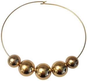 KENNETH JAY LANE, 5 GOLD BEADS ON GOLD WIRE NECKLACE - Picture 1 of 1