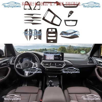 Kit de molduras de paquete interior de madera de melocotón ABS de 18 piezas para BMW X3 X4 2022-2024 Foto 1 de 4