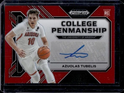 2023-24 Prizm Draft Picks Azuolas Tubelis College Penmanship RC Red Auto #/149 - Image 1 of 2