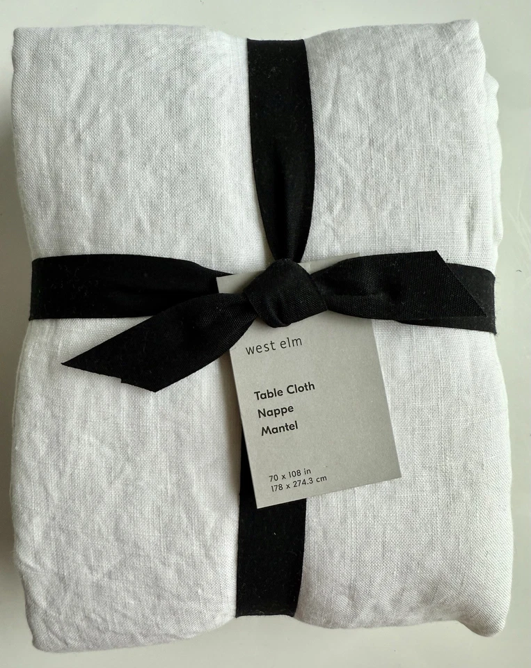 Mantel de lino West Elm 100 % europeo 70x108 nuevo con etiquetas venta al por menor $120 lavable a máquina Foto 1 de 4