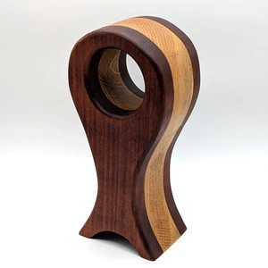 Supporto cuffie legno duro rovere misto legno bicolore stile moderno metà secolo - Foto 1 di 7