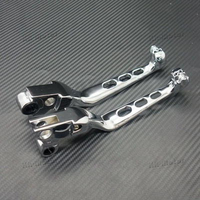 Chrome Skull Brake Clutch Lever Fit For Harley Softail Night Train Dyna 1996-10 - Image 1 of 4
