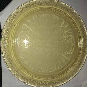 Federal Glass Madrid Round Plate Amber Yellow Depression Glass Cake Plate 11.5'' - Picture 1 of 11