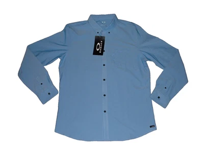 Camisa OAKLEY Para Hombres Icon Azul Ozono Manga Larga Con Botones Talla L Nueva con Etiquetas $70.00 Foto 1 de 4