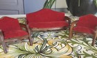 Dollhouse Miniature Vintage Red Living Room Set Couch Chairs 1:12 Scale