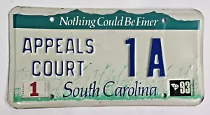 1993 Sticker South Carolina Appeals Court License Plate #1A - Picture 1 of 2
