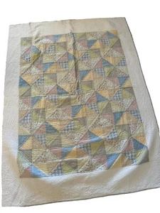 Pottery Barn Madras Patchwork TWIN XL Quilt Plaid Floral Striped 68" x 90" - Picture 1 of 6