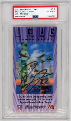 Ray Lewis Signed Authentic 2001 Super Bowl 35 Ticket Stub "SB XXXV MVP" PSA - Image 1 of 2