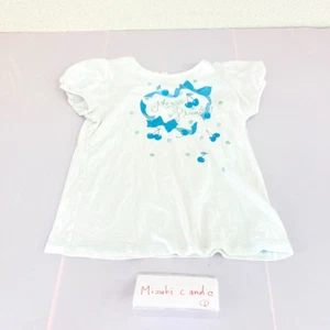 Mezzo Piano T-shirt Tops White 140cm Short Sleeve Heart Blue Cherry Ribbon Rare - Picture 1 of 24