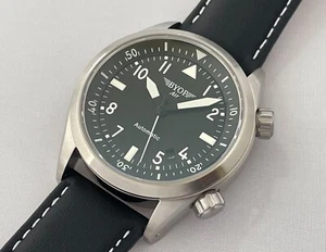 BYOP Aviator Pilot Watch Seiko Automatic Sapphire Swiss C3 Lume - Picture 1 of 11