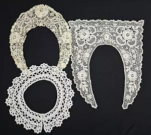 3 Vintage Lace Collar Cotton White Lace Crochet Floral Estate Sale Find - Picture 1 of 8