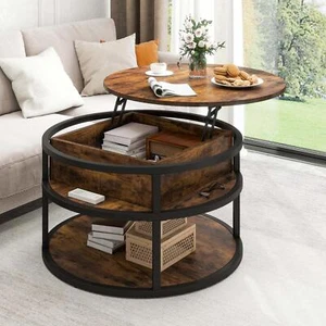 Modern Round Lift Top Center Table Coffee Table With Storage For Living Room - Picture 1 of 24