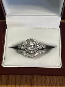 Judith Ripka Bridal Set Simulated Diamond Sterling Silver Engagement Wedding - Picture 1 of 8