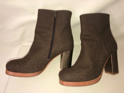 Anthropologie Cubanas Botines Alto Campo Para Mujer 40 EE. UU. 9 Marrón Lana Usados en Excelente Condición! Foto 1 de 4