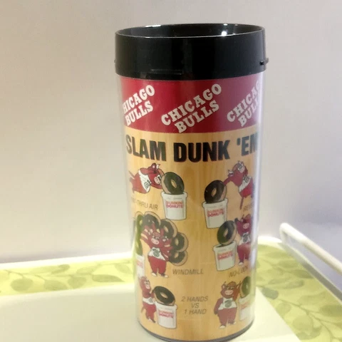 CHICAGO BULLS Dunkin Donuts Travel Mug Thermo Serv USA Tumbler No Lid 11 oz Vtg Cover