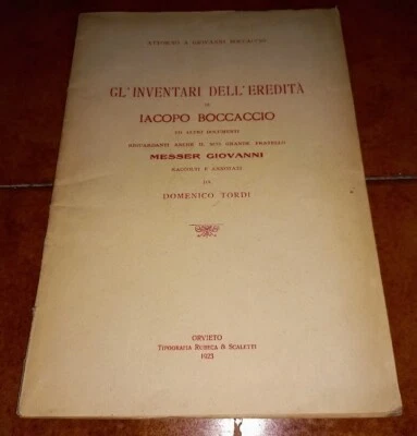 TORDI GL'INVENTARI DELL'EREDITÀ DI IACOPO BOCCACCIO ED ALTRI DOCUMENTI 1923 - Immagine 1 di 3