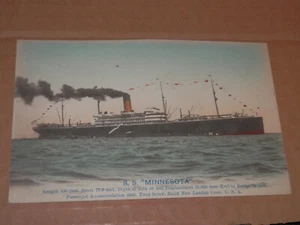 S.S. MINNESOTA - POSTAL DE LA ERA 1907-1910 - ENORME BARCO DE VAPOR MARÍTIMO - JAPONÉS - Imagen 1 de 2