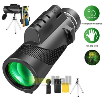 80x100 Zoom Day/Low Night Vision HD Monocular Scope Monocular Telescope+Tripod - Image 1 of 4