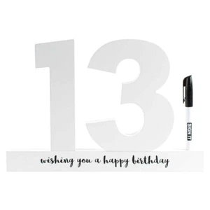 13th Birthday Signature Block White Novelty Celebration Message Set Keepsake - Picture 1 of 1