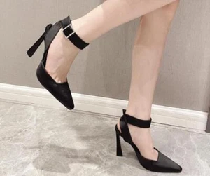 Mujer Moda Verano Punta Punta Punta Punta Diamante Hebilla Correa Sandalias Tacones Altos Zapatos - Imagen 1 de 12