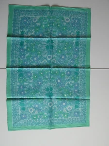 Toalla de té Jonelle vintage de lino irlandés cadena margarita azules y verdes en muy buena condición - Imagen 1 de 6