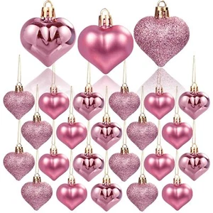 36Pcs Valentine's Day Heart Shaped Ornaments - Rose Gold Heart Tree Ornaments - Picture 1 of 8