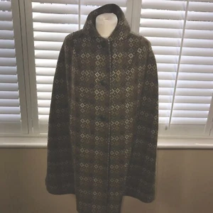 True Vintage Green Welsh Wool Tapestry Coat Cape Size 12 14 Mod Womens Bloggers - Picture 1 of 10