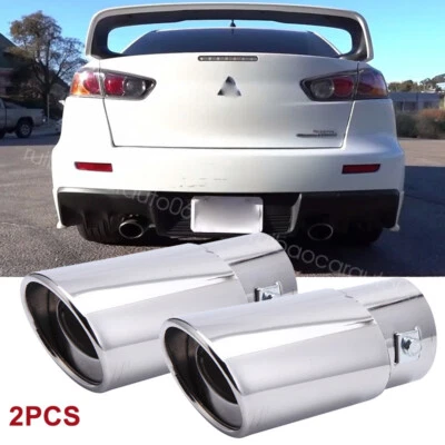 For Mitsubishi EVO Exhaust Pipe Rear Tail Muffler Chrome Stainless Steel Tip - Изображение 1 из 4