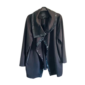 BAGATELLE Black Drape Jacket Open Front Faux Leather size 3X - Picture 1 of 9