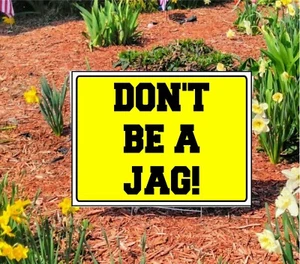 DON'T BE A JAG Slow Down Yellow Lawn Signs with Stake for Streets/Roads - Picture 1 of 2