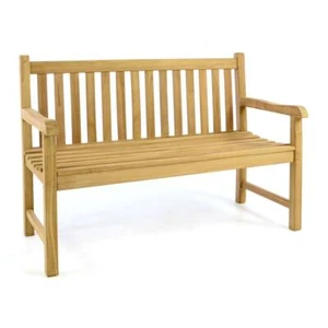 DIVERO 2-Sitzer robuste hochwertige Gartenbank massiv Teak Holz Parkbank 130cm - Bild 1 von 6