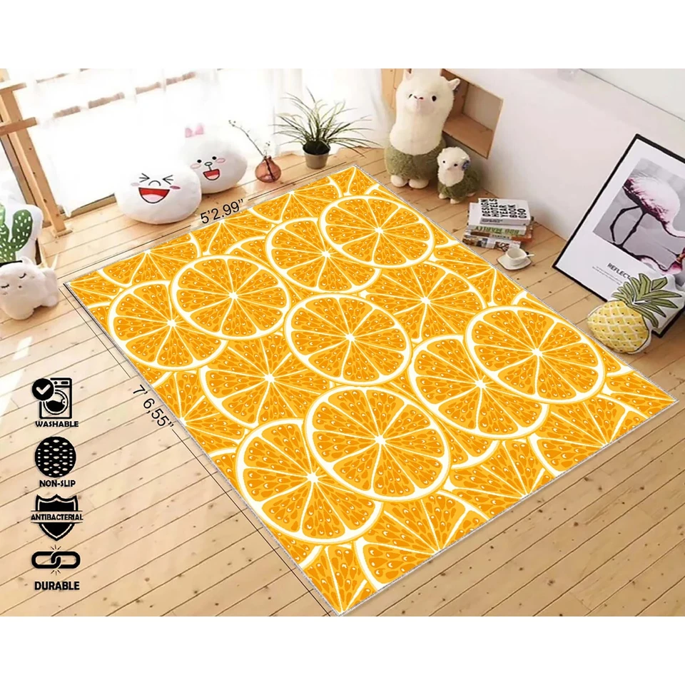 Orange Slice Pattern Rug, Vibrant Citrus Design, Fresh and Bright Home Decor Rug - Image 1 of 4