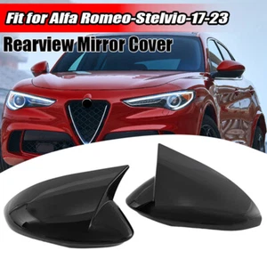 Tapa de cubierta de espejo retrovisor lateral negro brillante 2 piezas para Alfa Romeo Stelvio 2017-2020 2018, - Imagen 1 de 8
