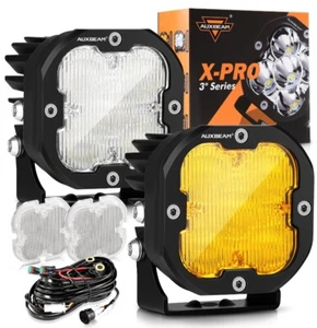 AUXBEAM Pair 3inch LED Work Lights Flood Pods Fog Driving OffRoad Truck SUV ATV - Picture 1 of 12