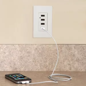 4 tomas de pared de carga USB, puertos USB de carga rápida de 4,2 A, 2 placas de pared incluidas - Imagen 1 de 8