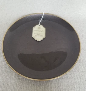 **Beautiful** NEW Turkish Glass Plate Tray Platter Serving Gold Rim Brown - Picture 1 of 17