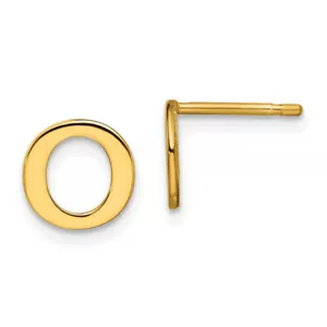 925 Sterling Silver Gold Plated Letter O Initial Stud Earrings - Picture 1 of 5