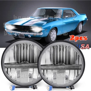 2pcs Fit CHEVY CAMARO 1967-1981 7" Inch Round LED Headlights Hi/Lo Beam Halo DRL - Bild 1 von 12