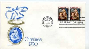 2514 (2514v) Christmas 1990, Madonna booklet pair Artmaster FDC - Imagen 1 de 1