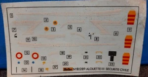 DECAL SHEET MODEL KIT 1/72 Heller ALOUETTE III Helicopter French Navy Aircraft - Picture 1 of 1