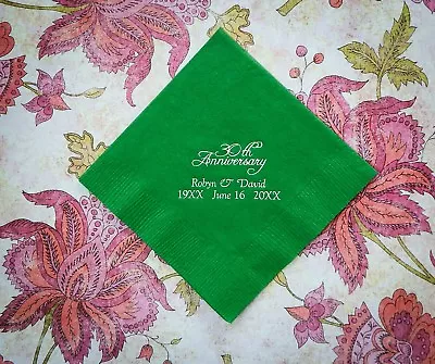 100 servilletas personalizadas para bebidas 10, 25, 30, 40, 50, 60 aniversario Foto 1 de 4