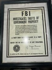 FBI 1934 POSTER THEFT OF GOVERNMENT PROPERTY.  J. Edgar Hoover