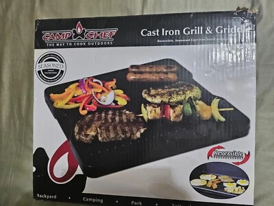 CAMP CHEF CAMPING CAST IRON REVERSIBLE GRILL AND GRIDDLE 16X14 - Image 1 of 3