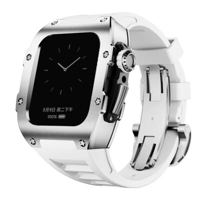 Stainless Steel Case Silicone Band for Apple Watch Series 10 46mm Retrofit Kit - Image 1 of 4