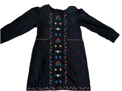 Hanna Andersson Snö Happy Velveteen Dress Embroidered Girls Size 120 US 6-7 - Image 1 of 3