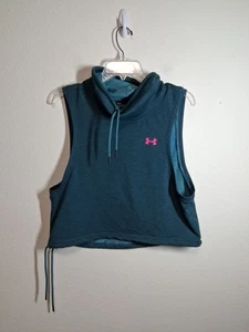 Camicia allenamento Under Armor collo cappuccio palestra atletica verde acqua donna taglia media - Foto 1 di 6