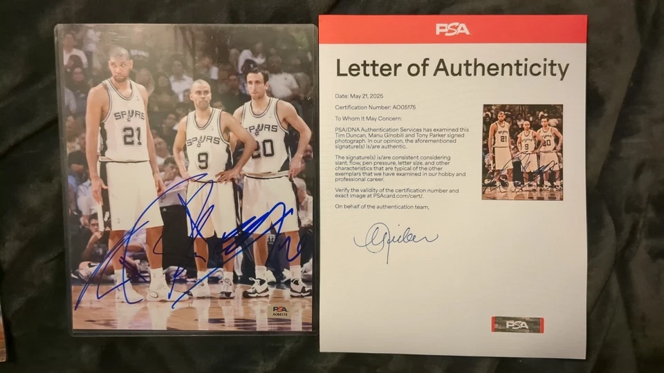 Фотография с автографом Тони Паркера из San Antonio Spurs Tim Duncan Manu Ginobili 8x10 PSA - Изображение 1 из 1