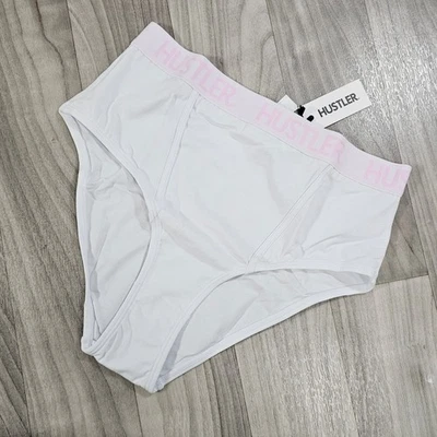 Hustler Lingerie Logo Classic Full Brief Panty, White, Size US 2 - Image 1 of 4